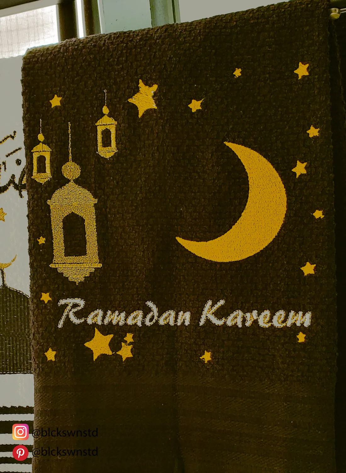Ramadan Kareem Lantern Towel: embroidered kitchen towel by BlackSwan